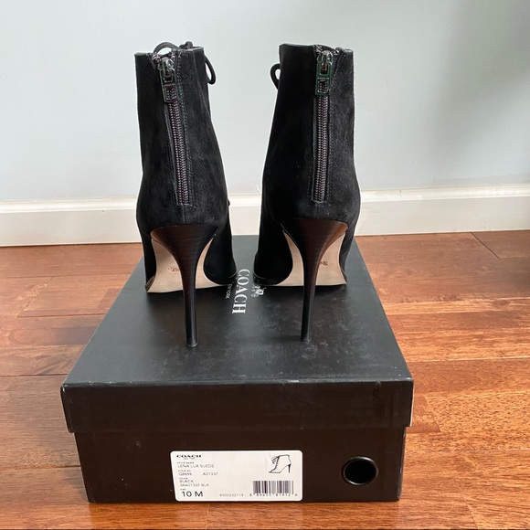 NWT Coach Lena Lux Suede Lace Up Open Toe Booties 10 - Picture 7 of 9